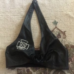 NWOT Moldie Goldies handmade leather halter top